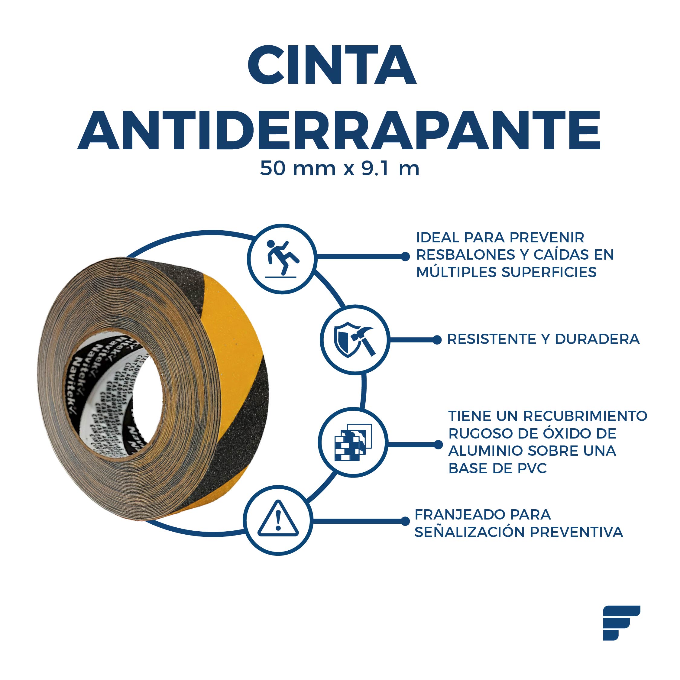 Cinta Antiderrapante Amarillo_Negro_3 Antiderrapante Neg/Ama - Imagen 1
