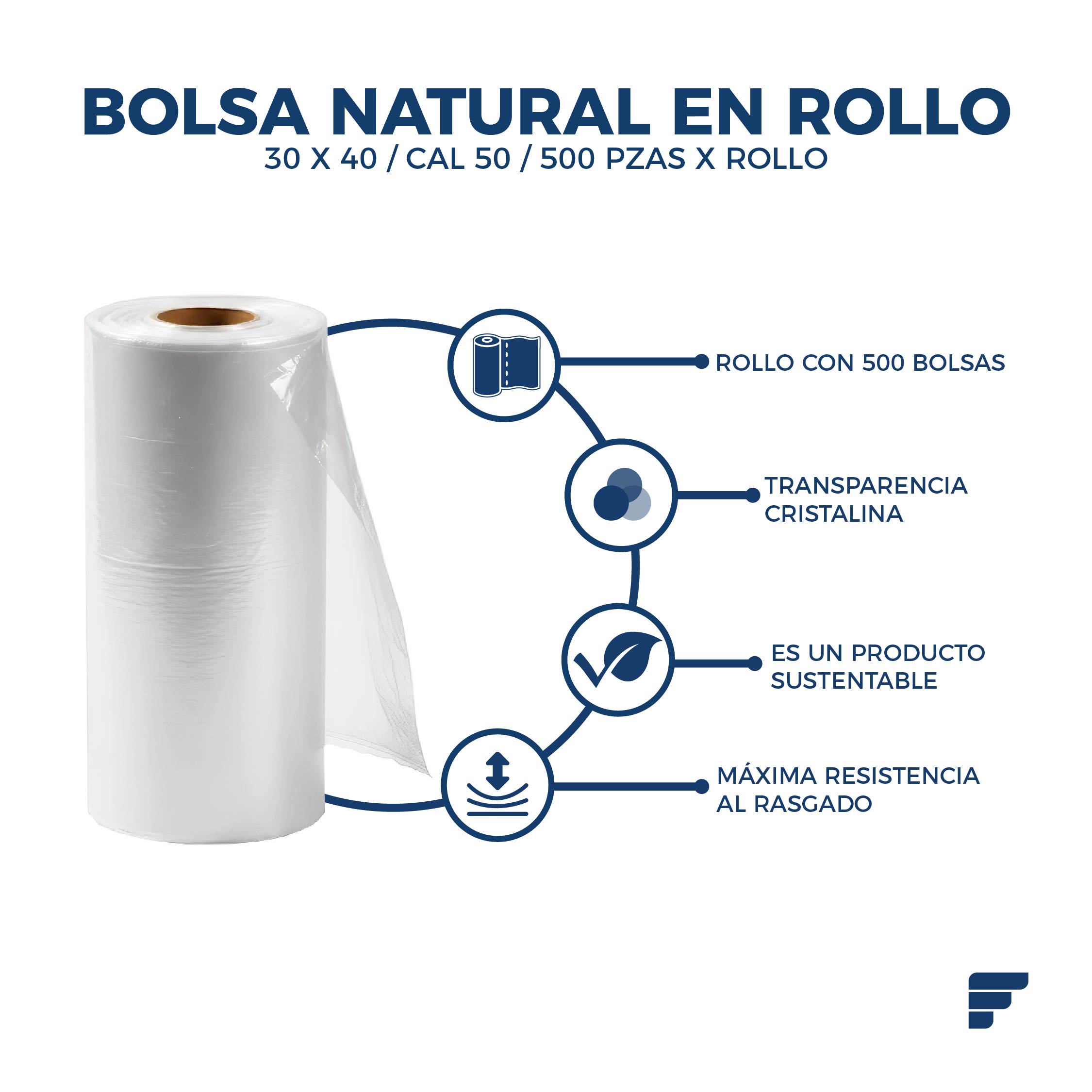 Bolsa Natural en Rollo 30x40 cm Fycamex Bolsa Natural en Rollo 30x40 cm Fycamex