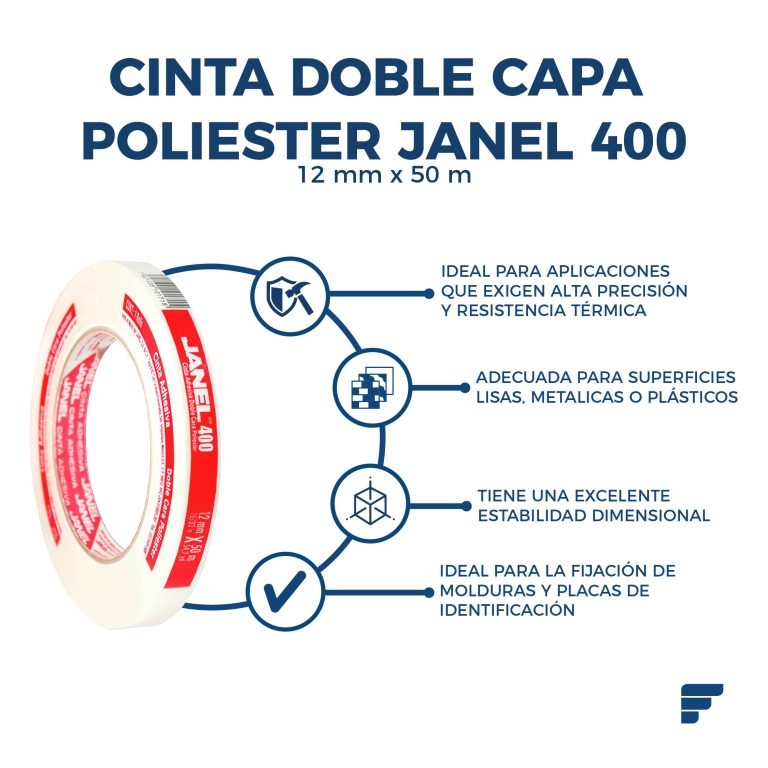 Cinta Doble Capa Poliester Janel 400 12x50_Fycamex