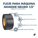 Fleje para maquina signo de negro 1/2"