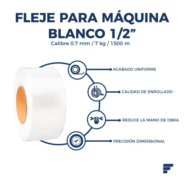 fleje para maquina blanco 1/2"