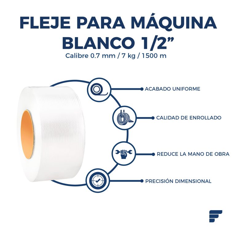 fleje para maquina blanco 1/2"