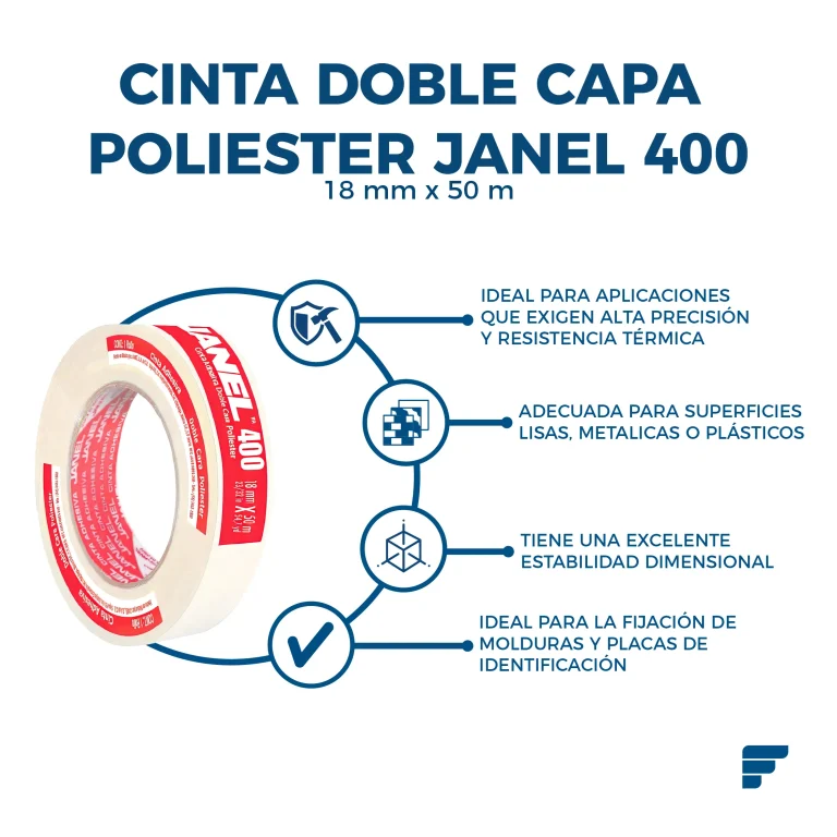 Cinta Doble Capa Poliester Janel 400 18x50_Fycamex