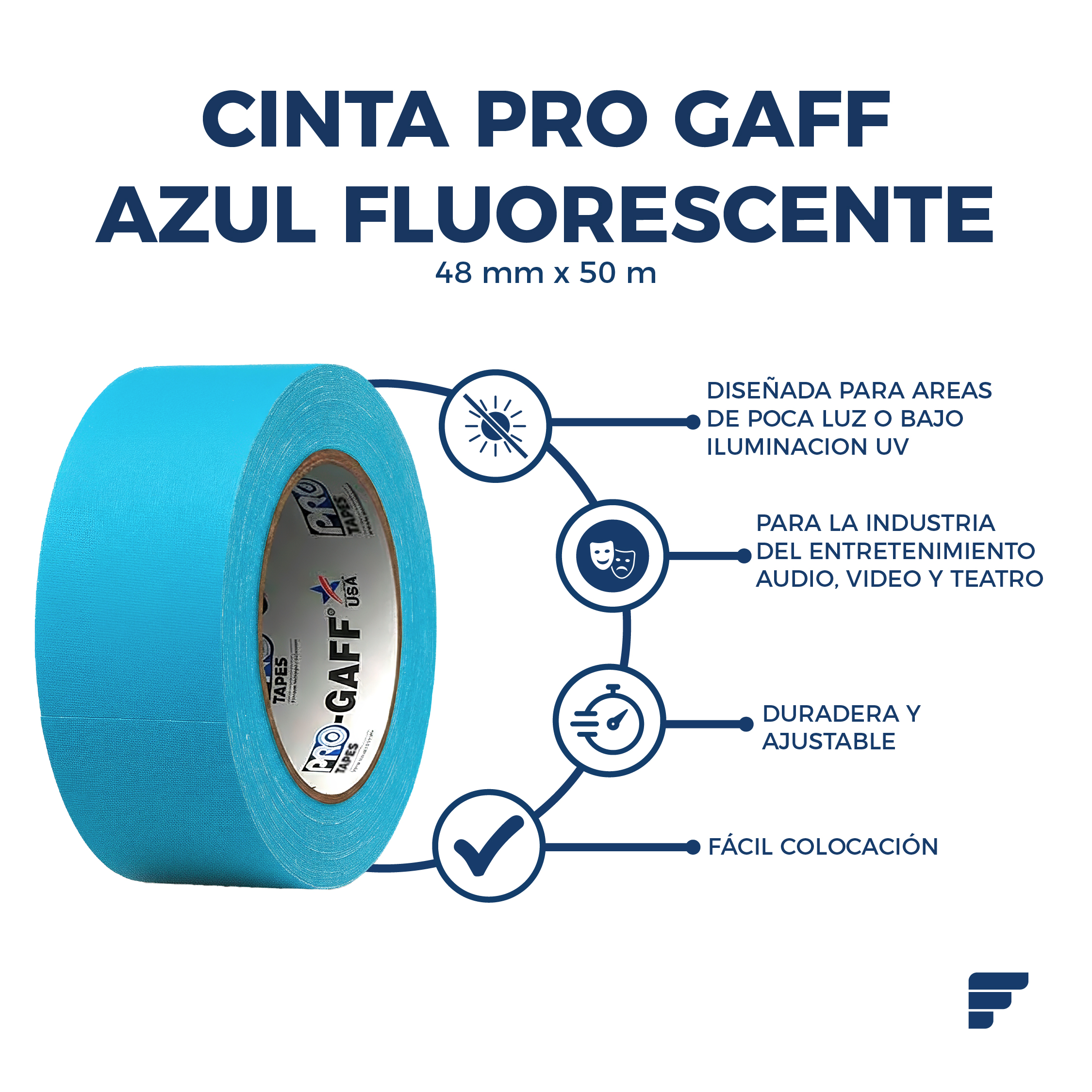 Cinta Pro Gaff Azul Fluorescente_48x50_fycamex Cinta Pro Gaff Azul Fluorescente_48x50_fycamex