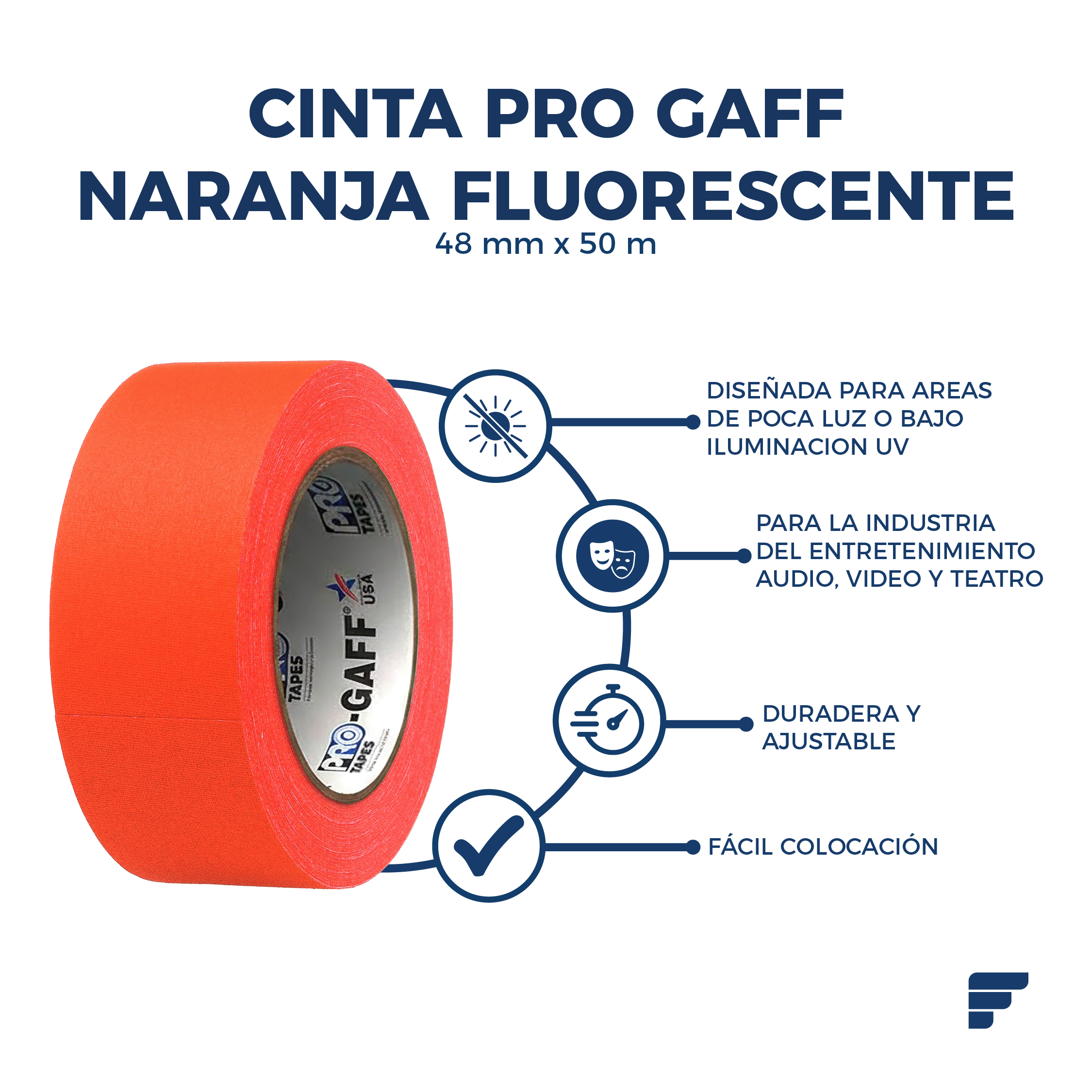 Cinta Pro Gaff Naranja Fluorescente_48x50_fycamex Cinta Pro Gaff Naranja Fluorescente_48x50_fycamex
