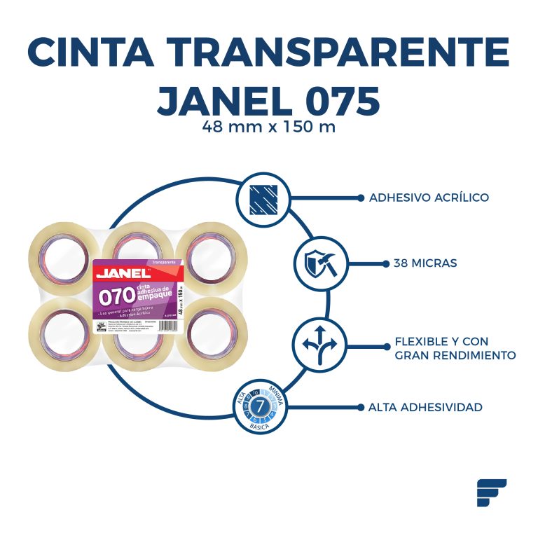 Cinta Transparente Janel 075 48x150 Fycamex