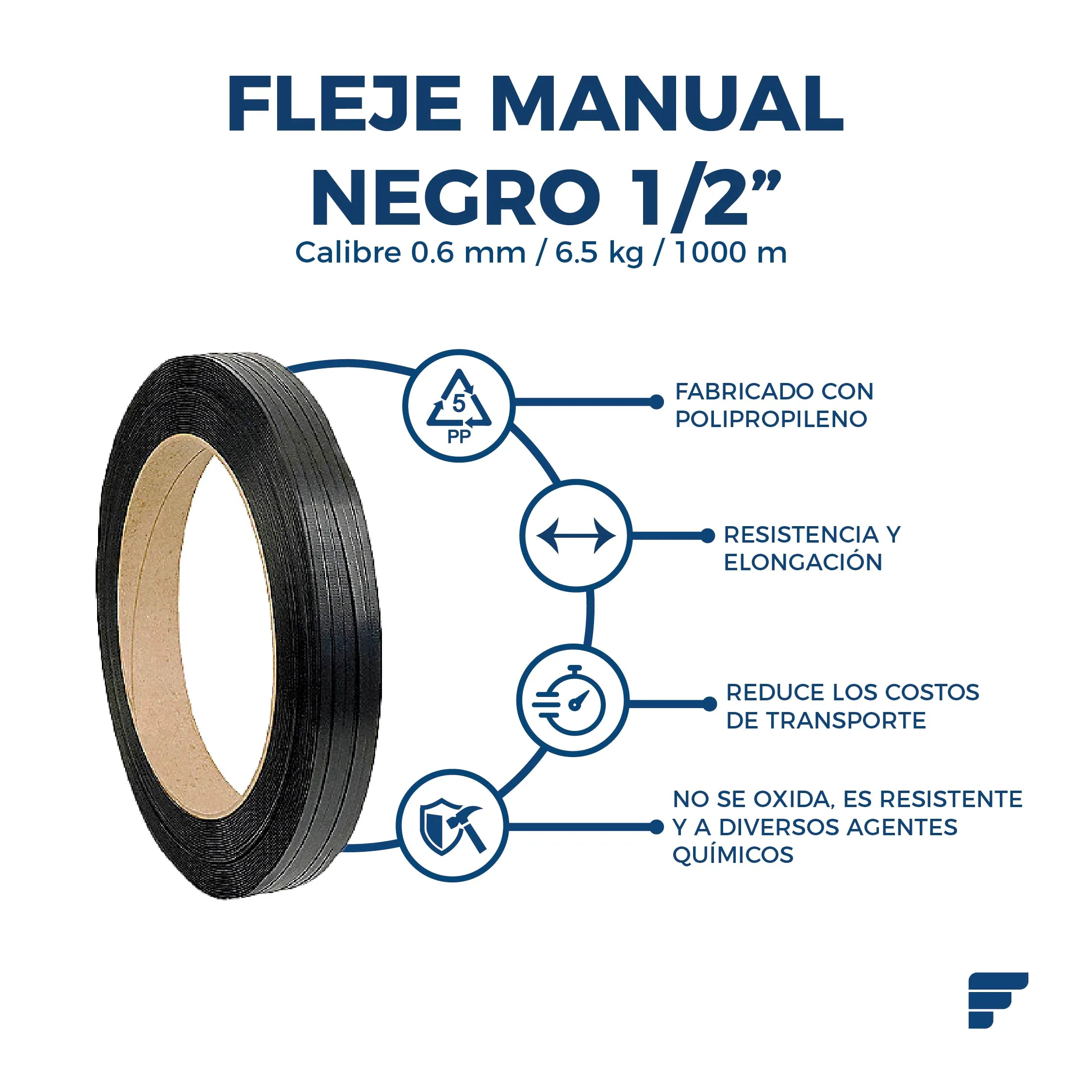 Fleje Manual Negro 1_2_1000_3 Fleje Negro Manual de 1/2" x 1000 m - Imagen 1