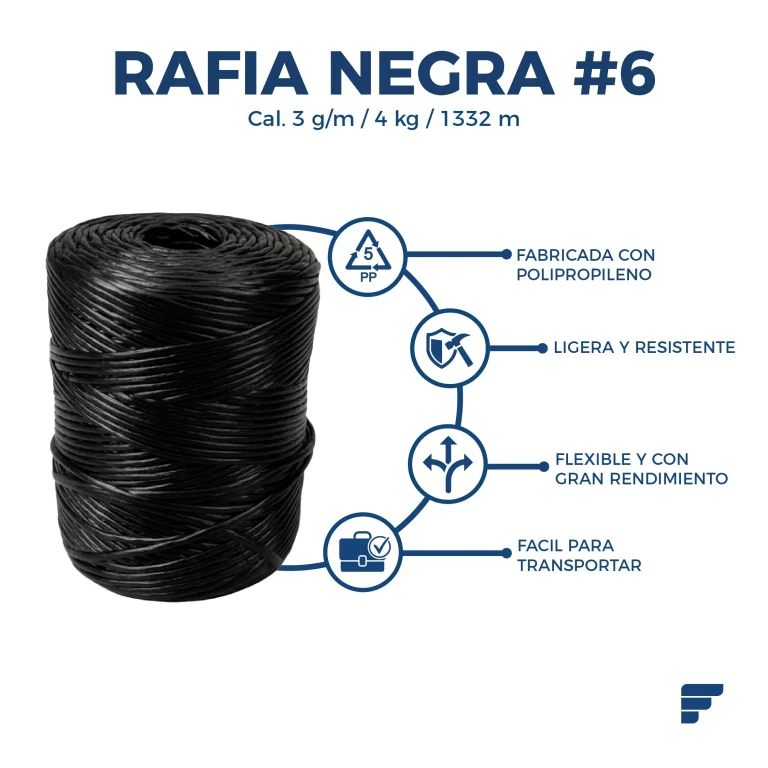 Rafia Negra Cal. 6